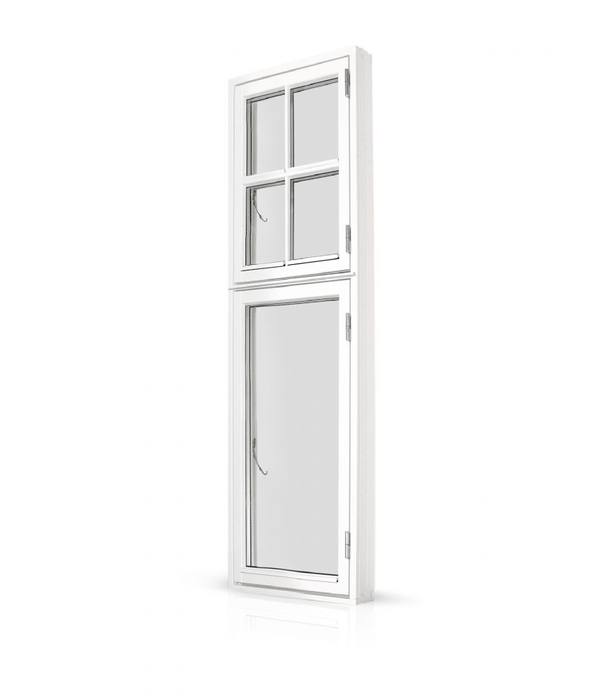 1 Fags sidehængt Dannebrog vindue i palæstil – fyrretræ, mahogni eller træ/alu