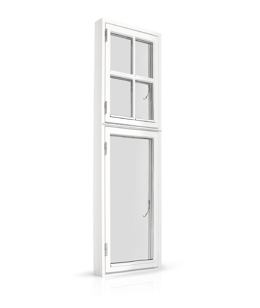 1 Fags sidehængt Dannebrog vindue i palæstil – fyrretræ, mahogni eller træ/alu