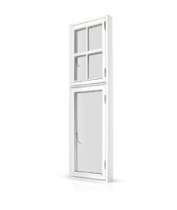 1 Fags sidehængt Dannebrog vindue i palæstil – fyrretræ, mahogni eller træ/alu