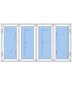 NKP-S4 - 4 fags sidehængt vindue pvc