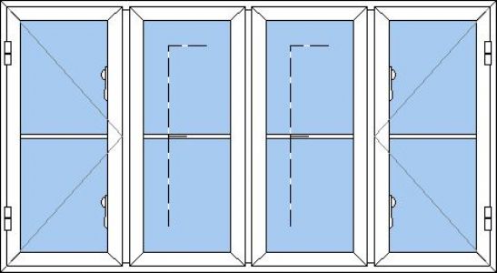 NKP-SA4 - 4 fags sidehængt vindue med sprosse pvc