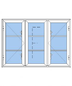 NKP-SB3 - 3 fags sprossevindue pvc