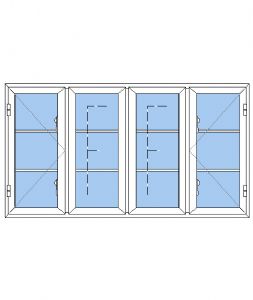 NKP-SB4 - 4 fags sprossevindue pvc