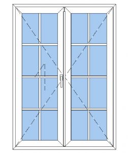 NKP-VR2-8 - Dobbelt terrassedør 16 glas